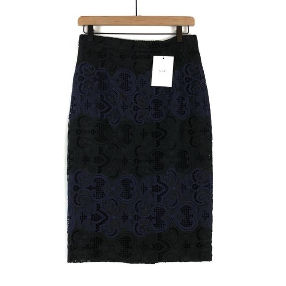 A.L.C. Women's Blue Indian Lace Striped Skirt Size 6 NWT